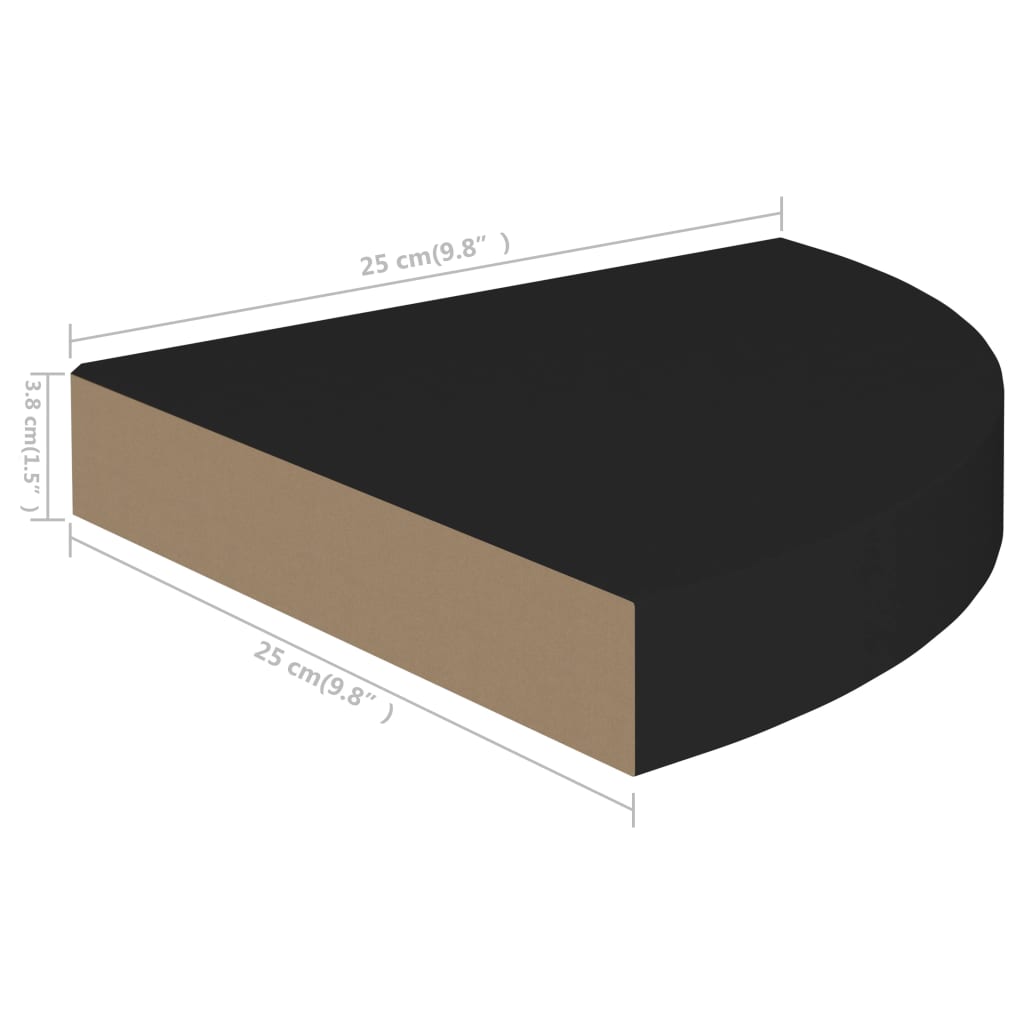 Corner Shelf Black Honeycomb MDF, metal Small Wall mounting