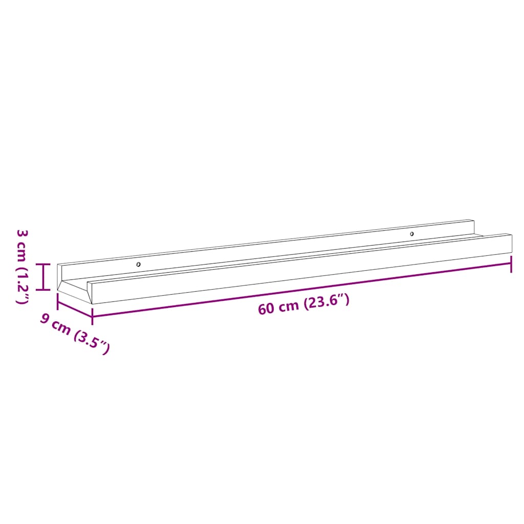 Picture Frame Ledge Shelves 2 pcs White 23.6"x3.5"x1.2" MDF
