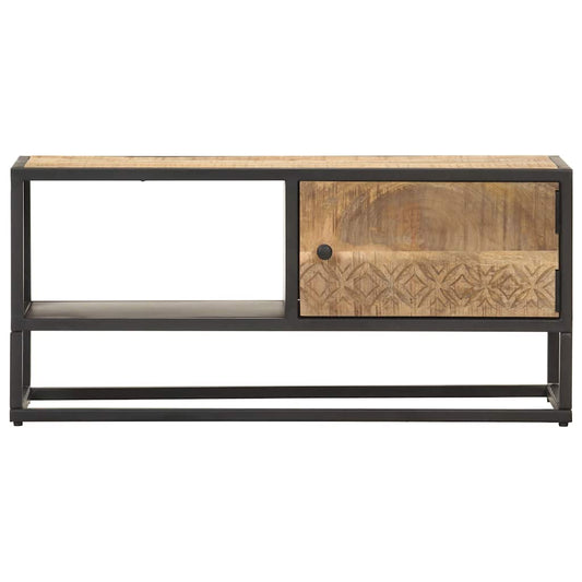 Tv Cabinet | Natural Mango Wood, Black Iron