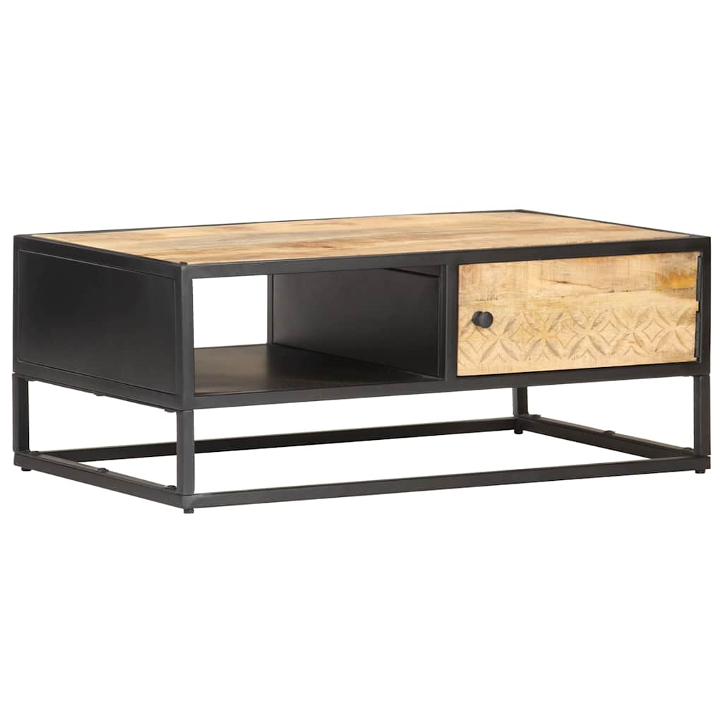 Coffee Table | Natural wood, Black | Rough Mango Wood, Powder-Coated Iron