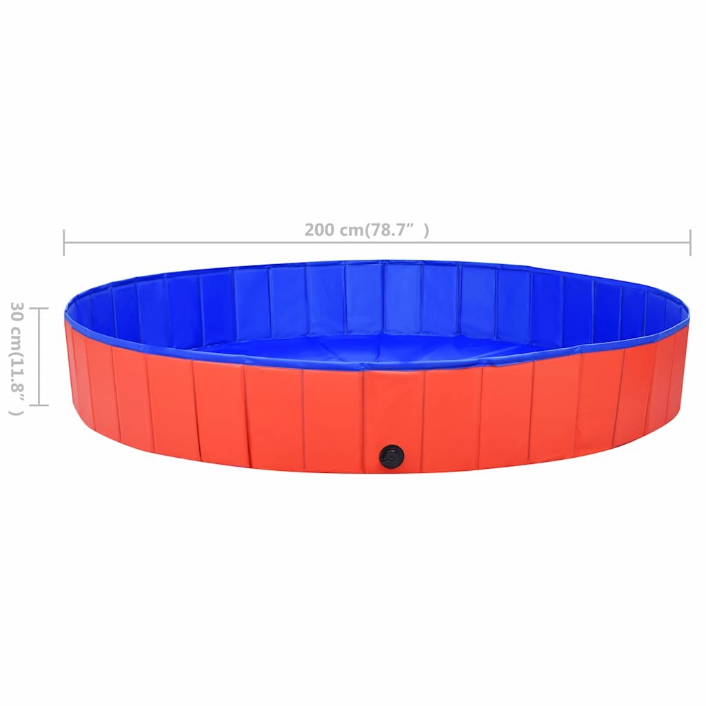 92600 vidaXL Foldable Dog Swimming Pool Red 200x30 cm PVC
