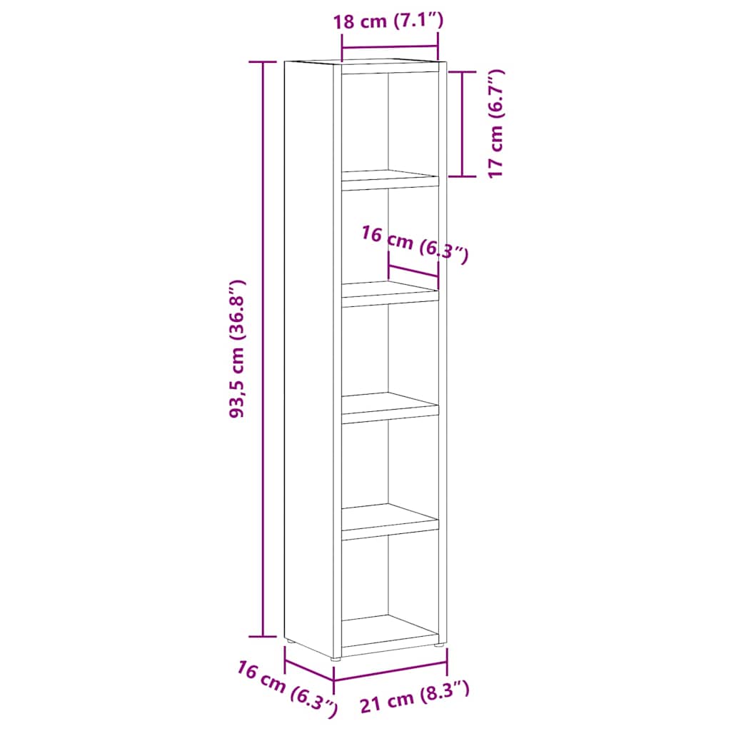 CD Cabinet | Set of 2 | Sonoma oak | Engineered wood | Tall | CD Cabinet