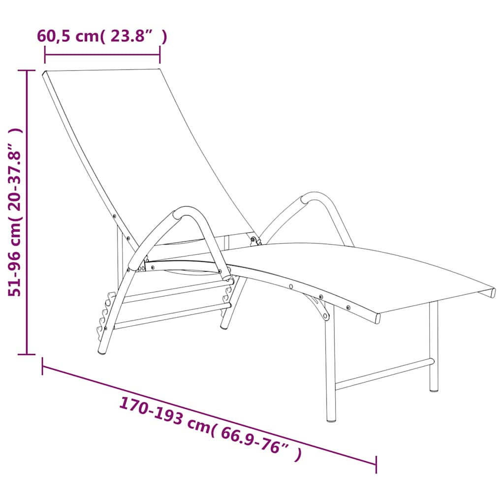 Sun Lounger Textilene and Aluminium Cream