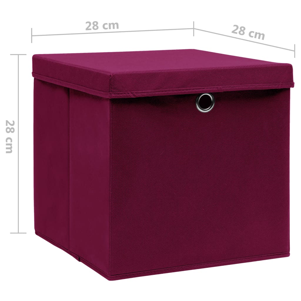 Storage Boxes with Covers 10 pcs 28x28x28 cm Dark Red