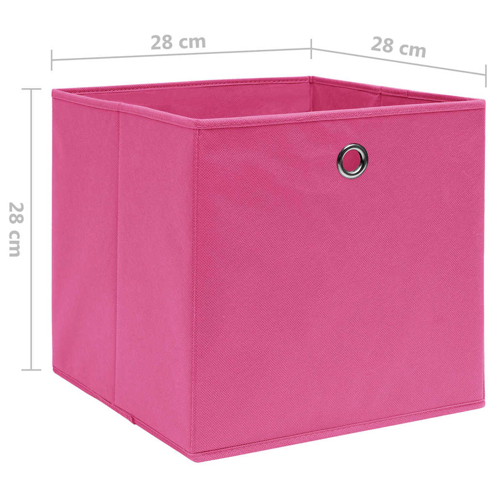 Storage Box | Set of 4 | Pink | Non-woven Fabric | Medium | Foldable