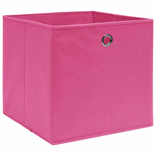 Storage Box | Set of 10 | Pink | Non-woven fabric | 28x28x28 cm