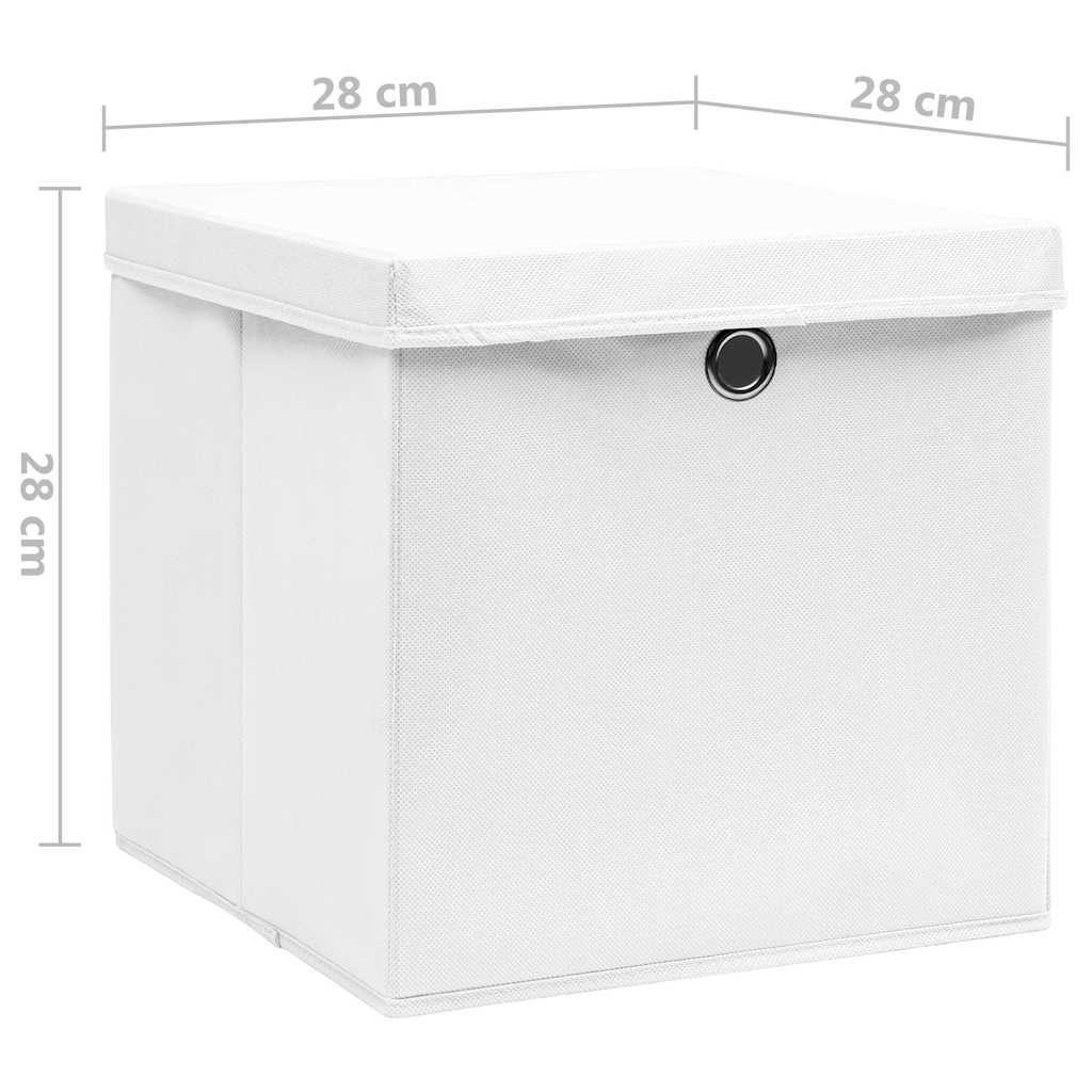 Storage Box | Set of 10 | White | Non-woven Fabric | Medium | Foldable