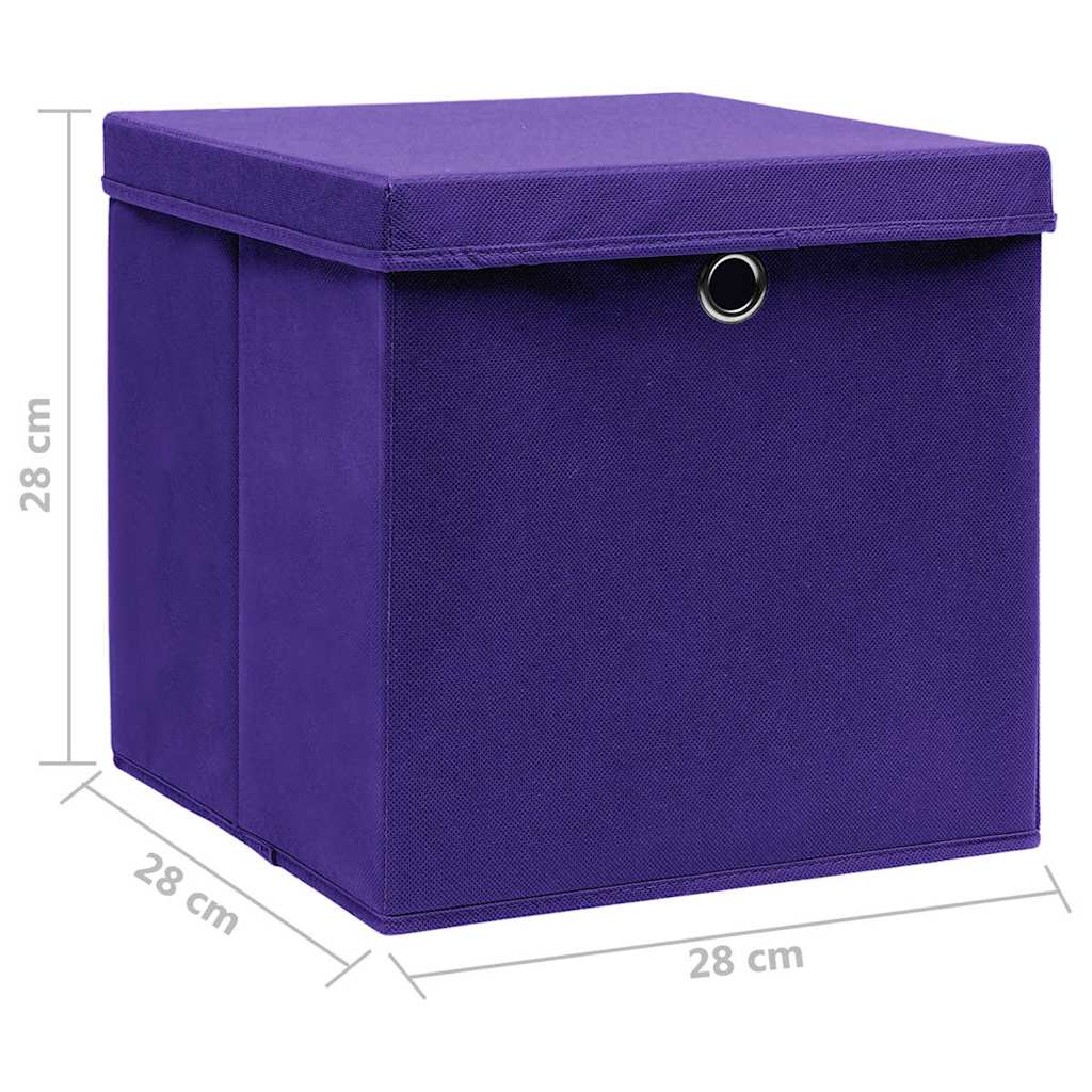 Storage Box | Set of 4 | Purple | Non-woven fabric | 28x28x28 cm
