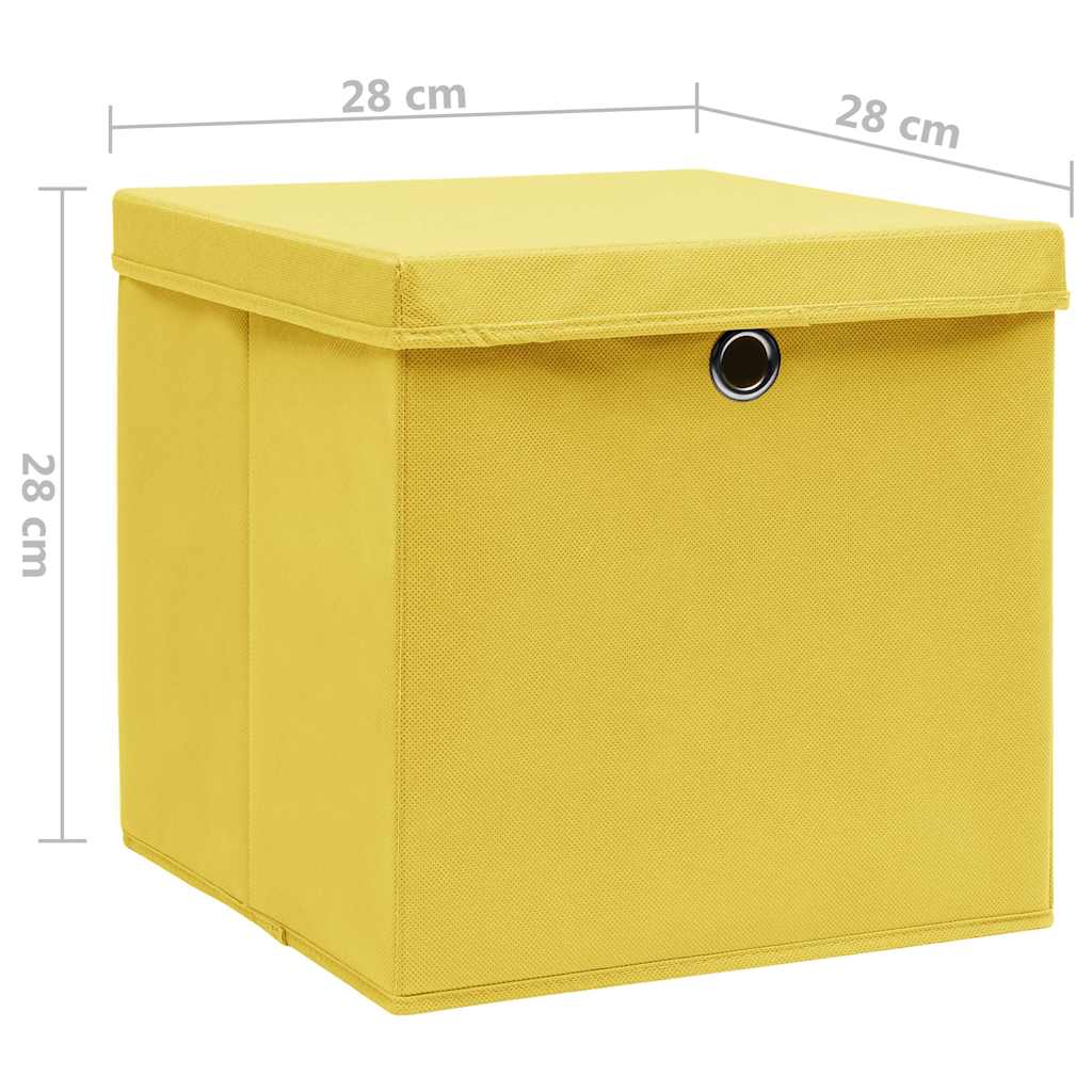 Storage Box | Set of 10 | Yellow | Non-woven fabric | 28x28x28 cm