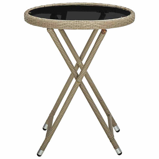Tea Table | Beige | PE rattan, powder-coated steel, tempered glass