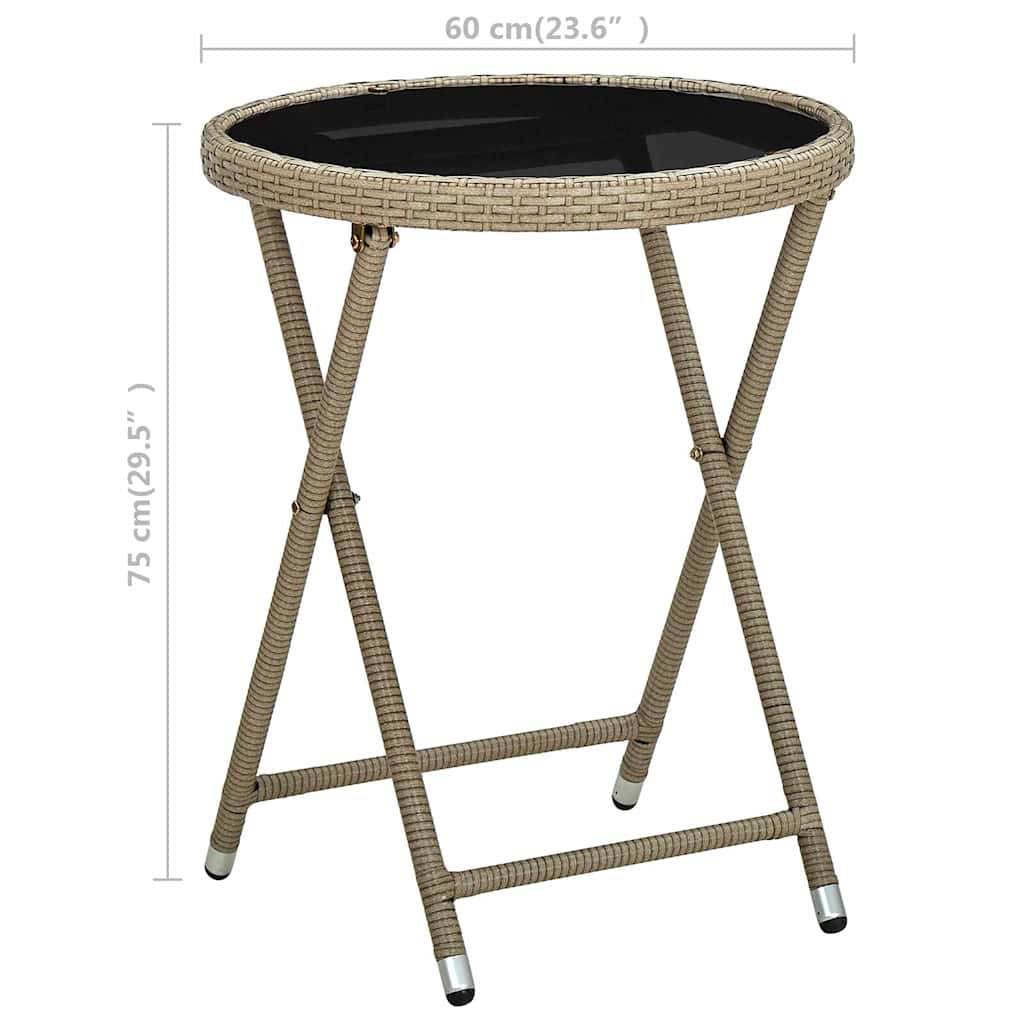 Tea Table | Beige | PE rattan, powder-coated steel, tempered glass