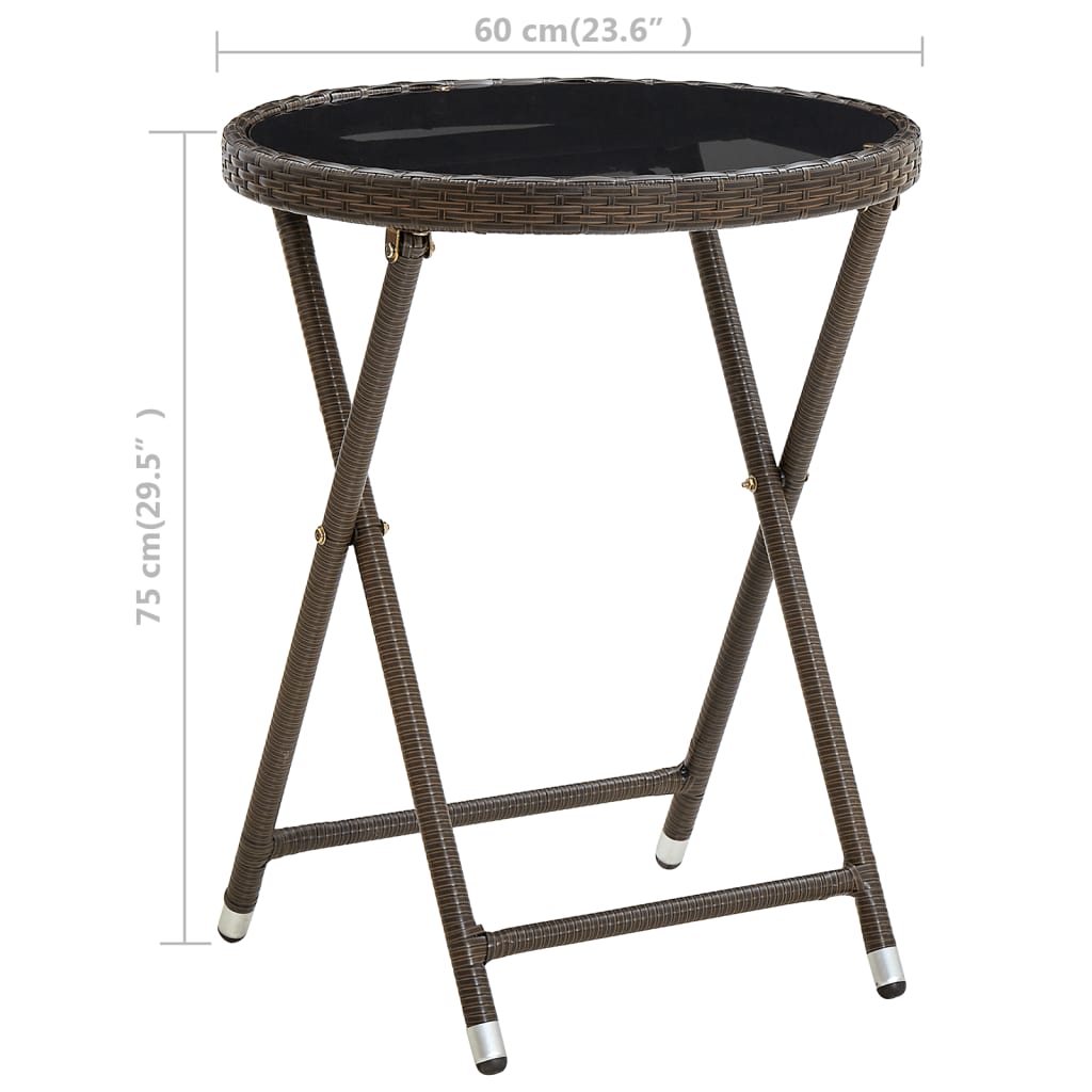 Tea Table | Brown | PE Rattan | Medium | Foldable | Folding Table