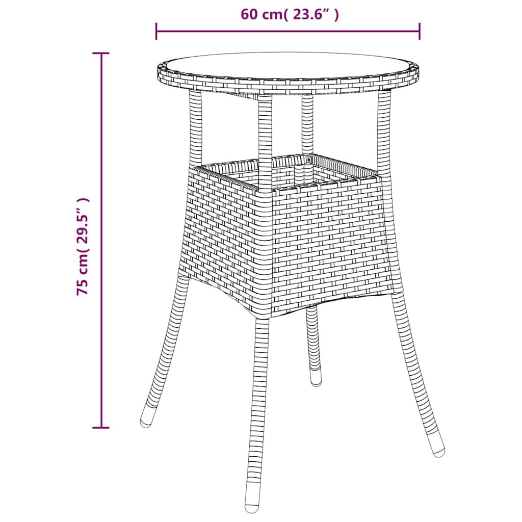 Garden Table | Black | Poly rattan | Standard | Lightweight