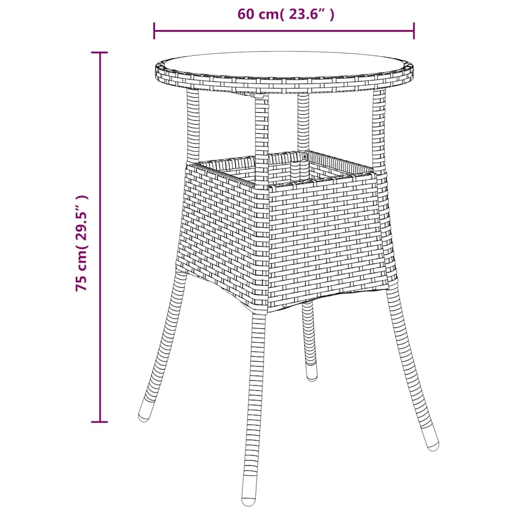 Garden Table | Beige | Poly rattan, powder-coated steel, tempered glass