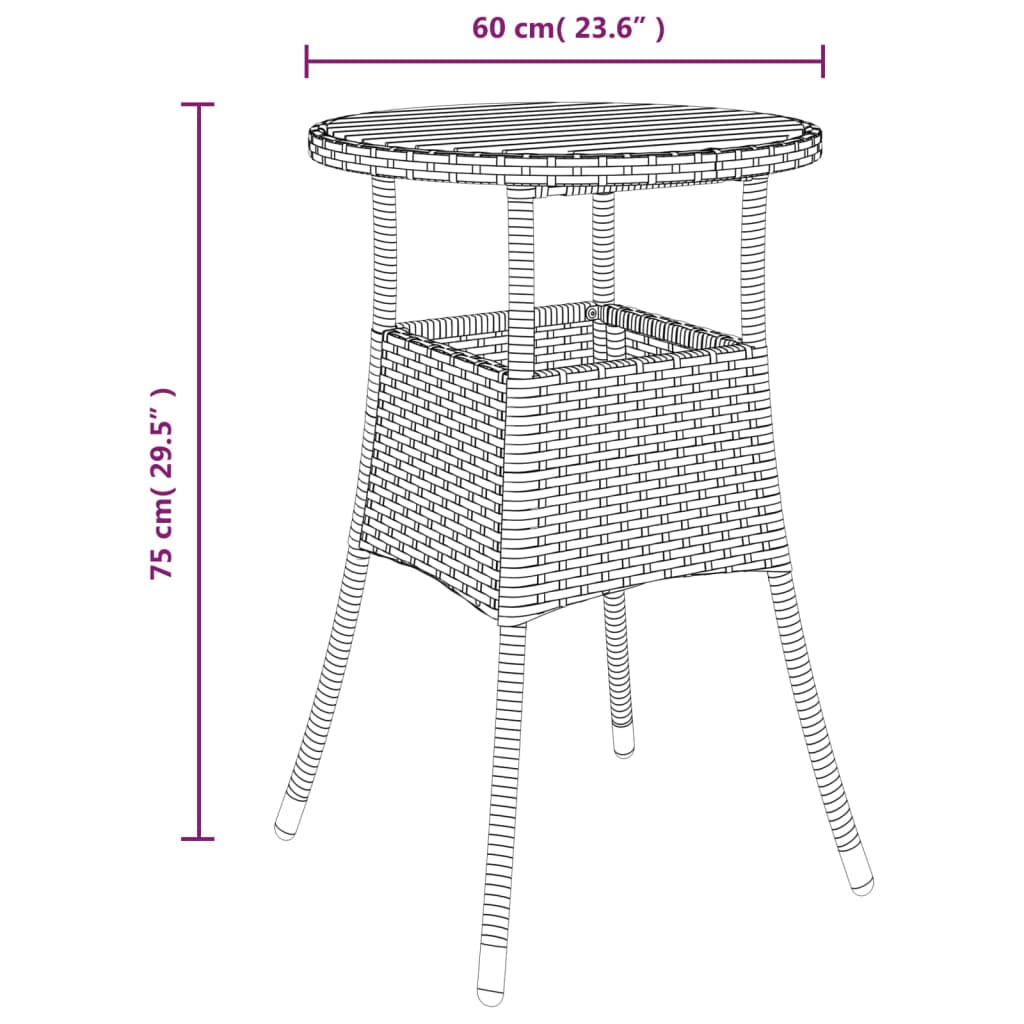 Garden Table | Grey | Poly rattan, powder-coated steel, solid acacia wood