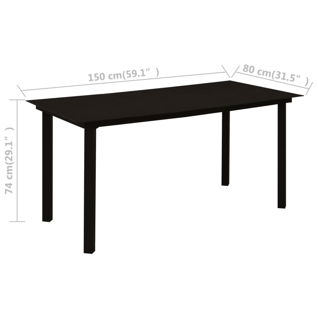 Dining Table | Black | Glass, Powder-Coated Steel | 150 cm | Durable