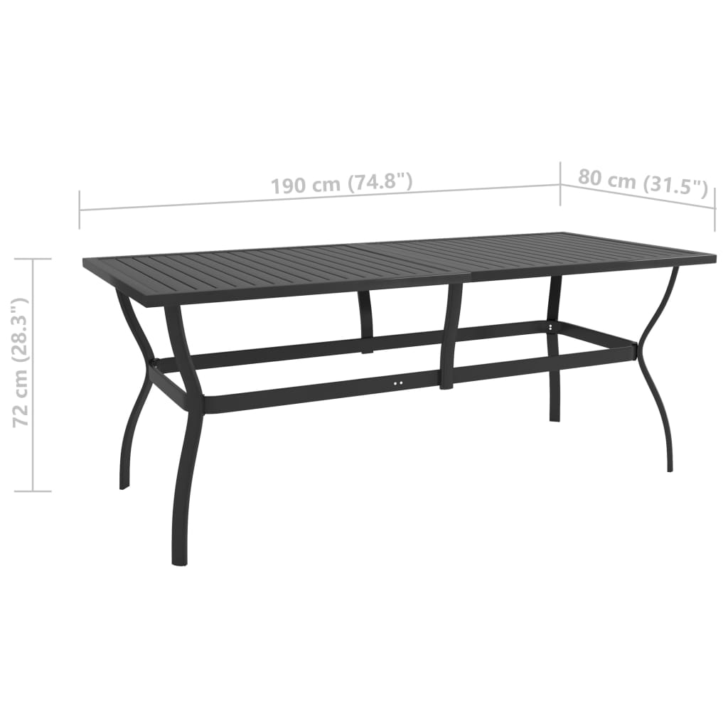 Garden Table | Anthracite | Powder-coated steel | Large | Durable