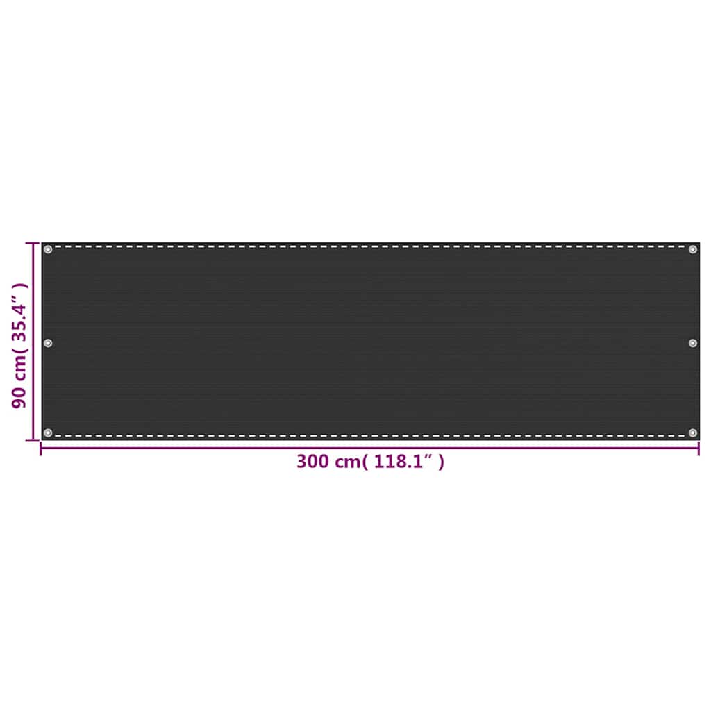 Balcony Screen Anthracite 90x300 cm HDPE