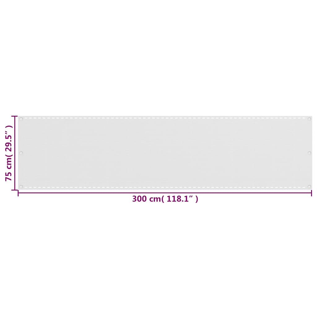 Balcony Screen White 75x300 cm HDPE