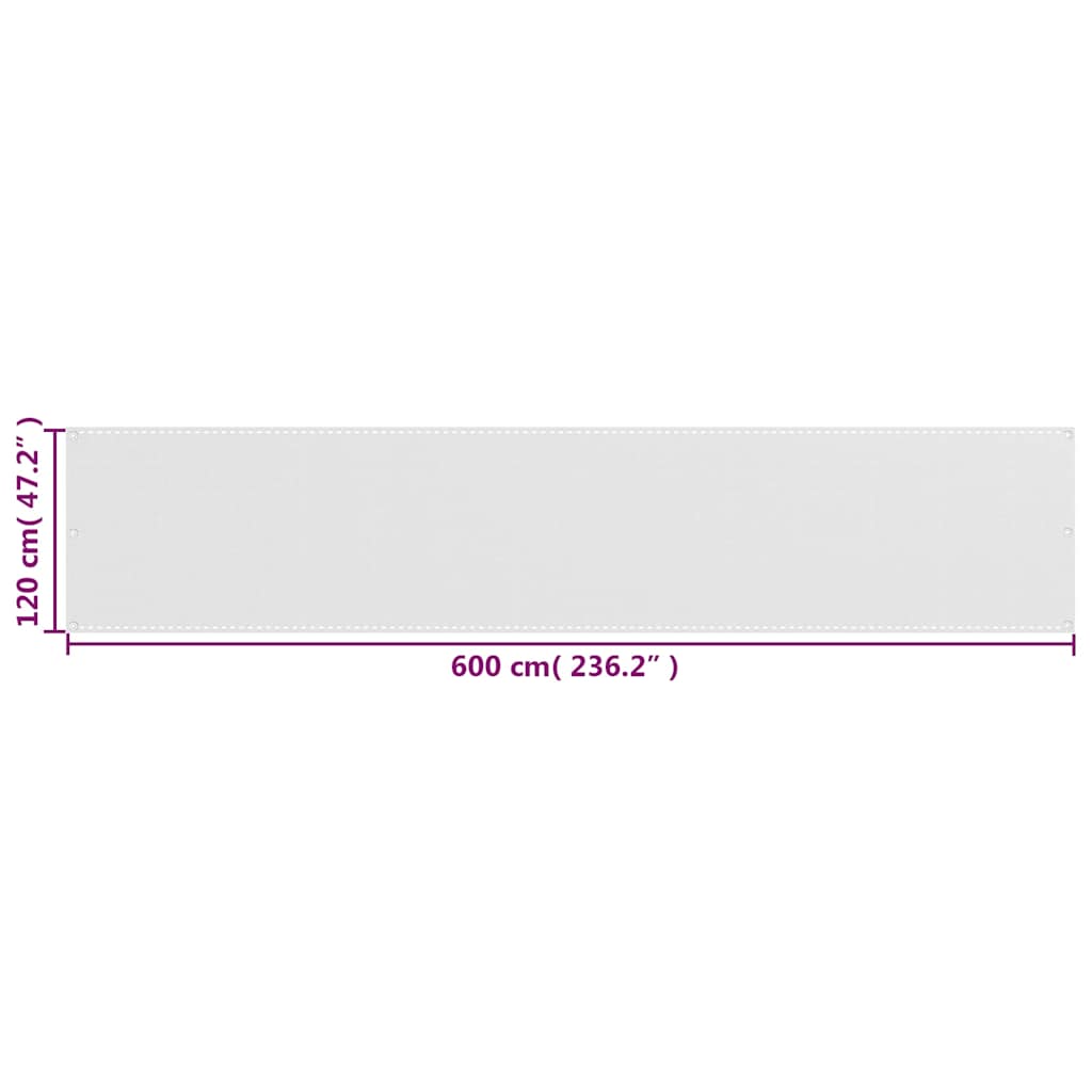 Balcony Screen White 120x600 cm HDPE