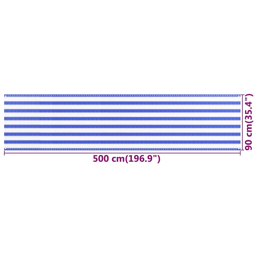 Balcony Screen Blue and White 90x500 cm HDPE