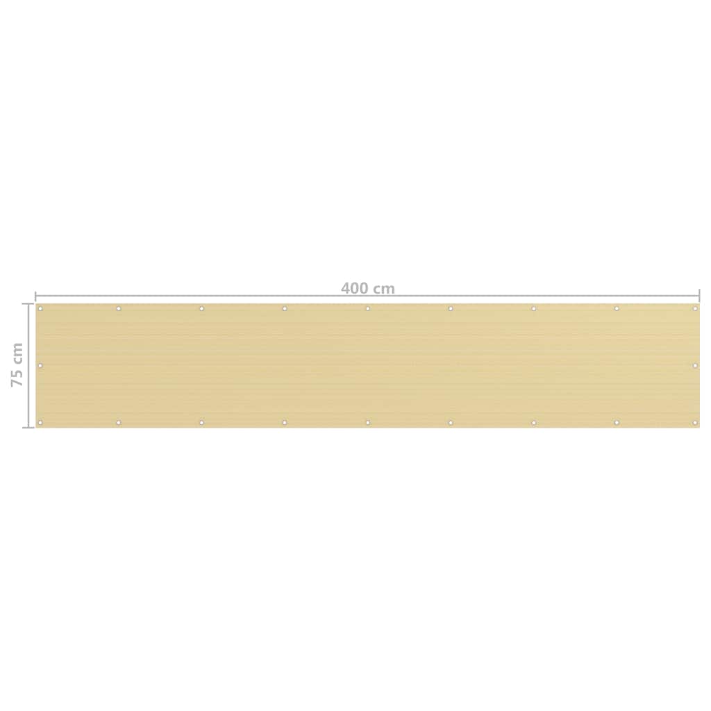 Balcony Screen Beige 75x400 cm HDPE