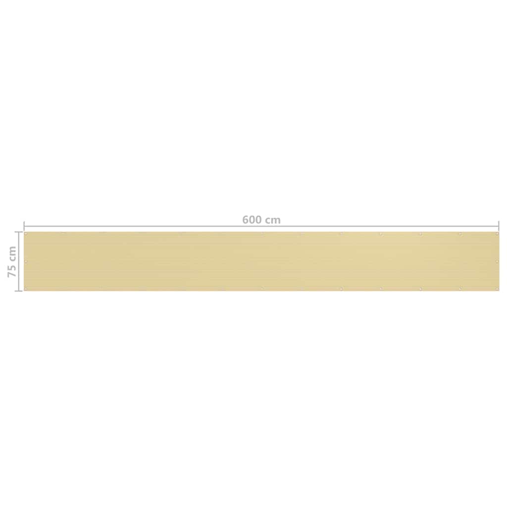 Balcony Screen Beige 75x600 cm HDPE