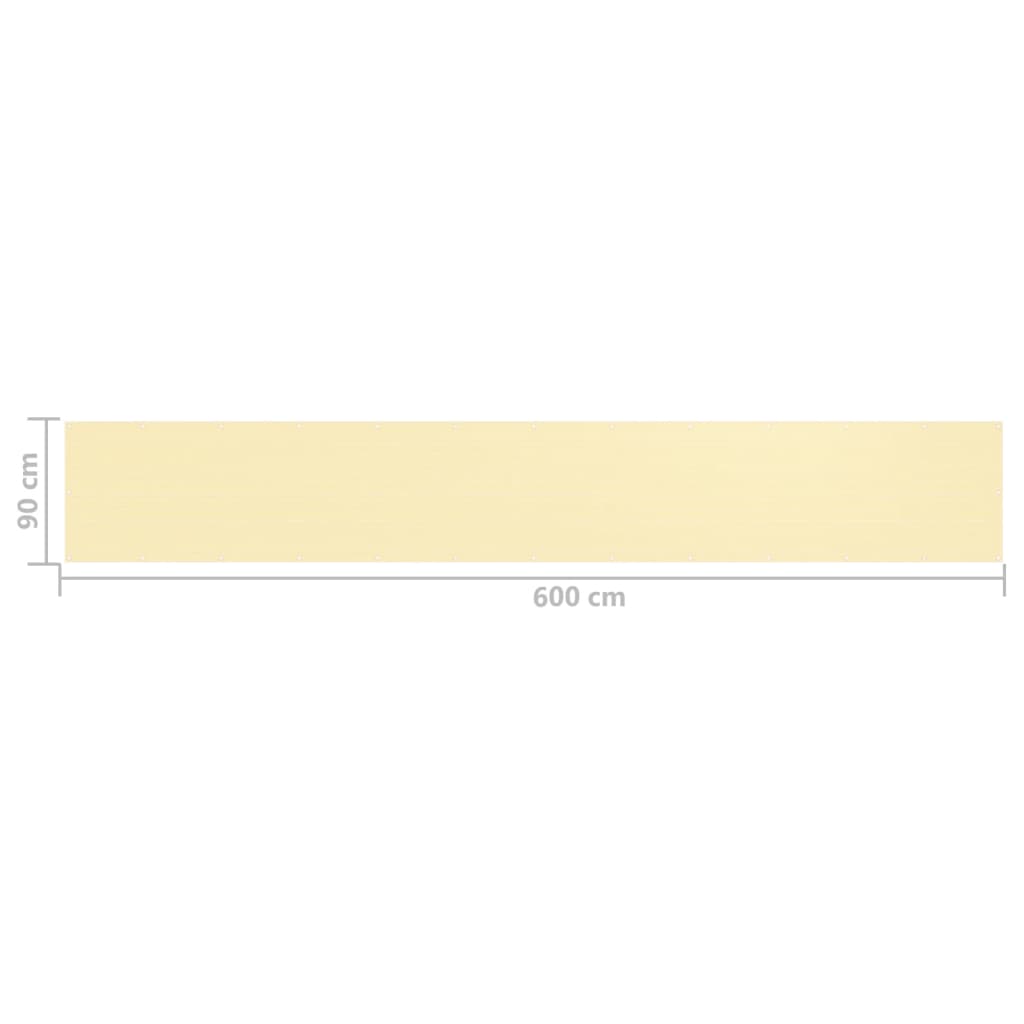 Balcony Screen Beige 90x600 cm HDPE