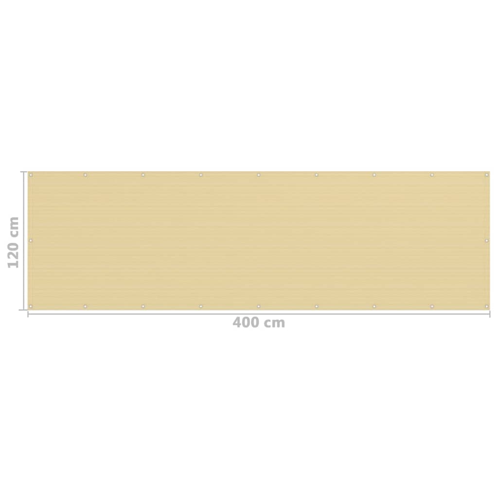 Balcony Screen Beige 120x400 cm HDPE