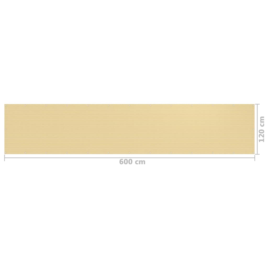 Balcony Screen Beige 120x600 cm HDPE