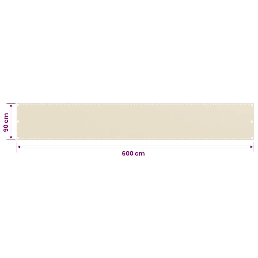 310927 vidaXL Balcony Screen Cream 90x600 cm HDPE