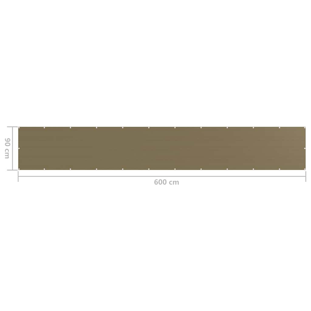 Balcony Screen Taupe 90x600 cm HDPE