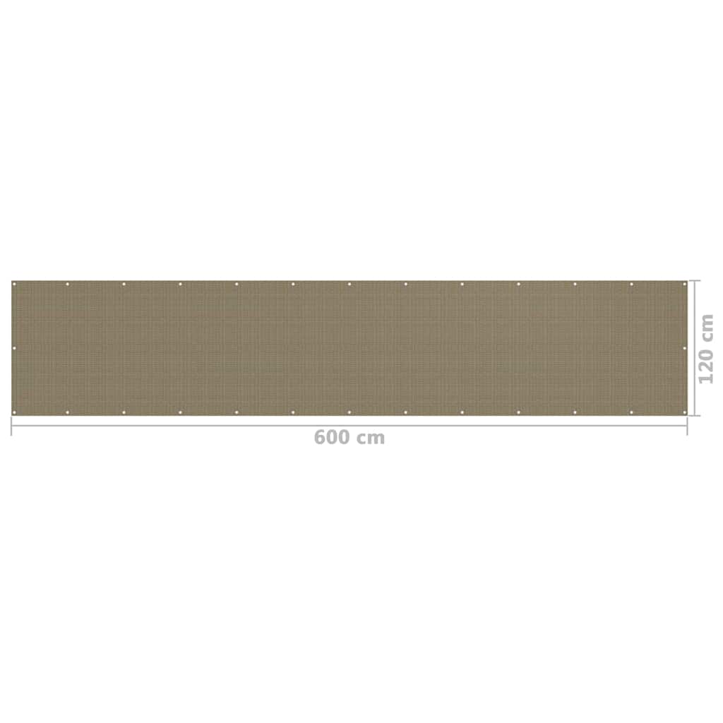 Balcony Screen Taupe 120x600 cm HDPE