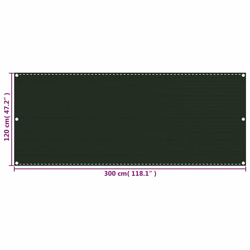 Balcony Screen Dark Green 120x300 cm HDPE