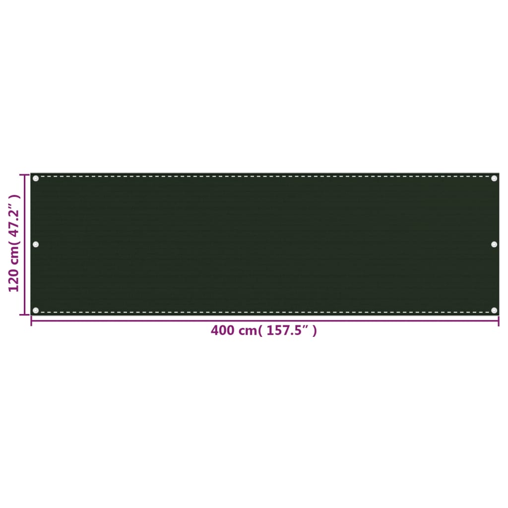 Balcony Screen Dark Green 120x400 cm HDPE
