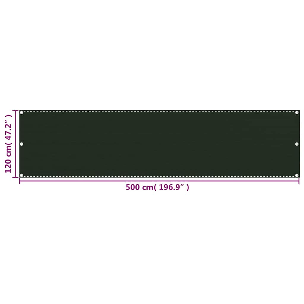 Balcony Screen Dark Green 120x500 cm HDPE