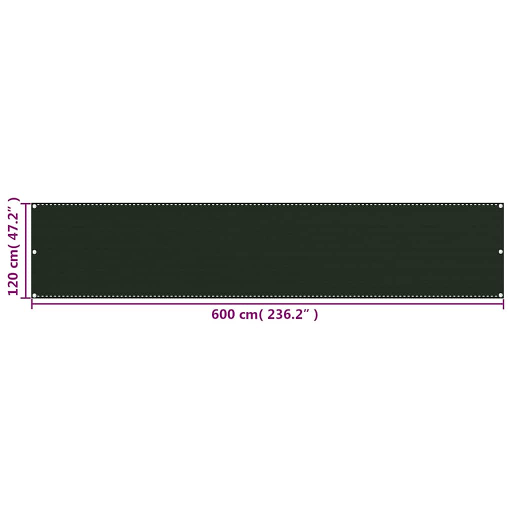 Balcony Screen Dark Green 120x600 cm HDPE
