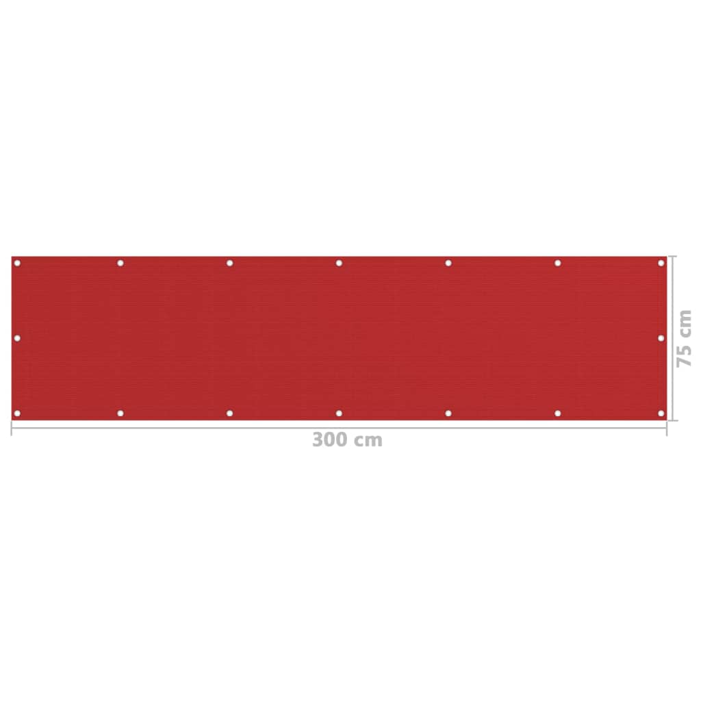 311004 vidaXL Balcony Screen Red 75x300 cm HDPE