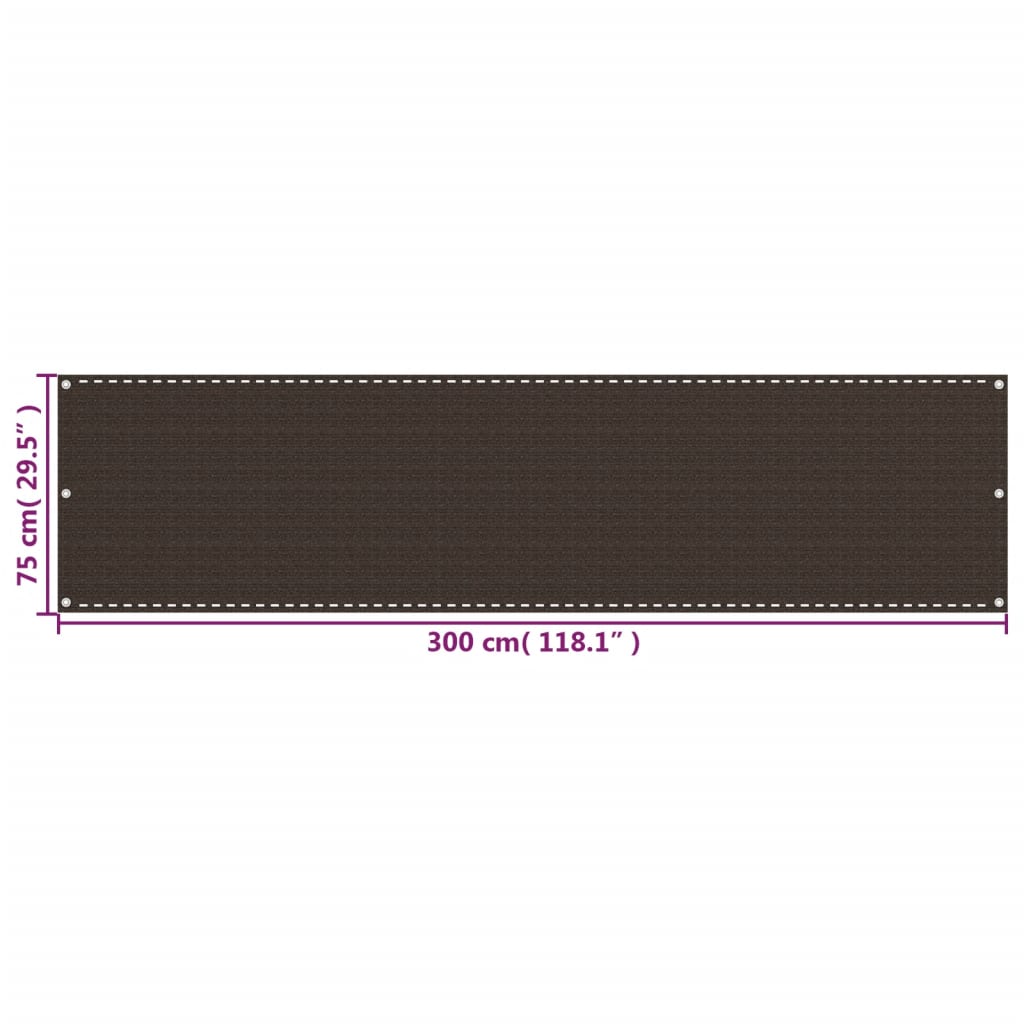 Balcony Screen Brown 75x300 cm HDPE