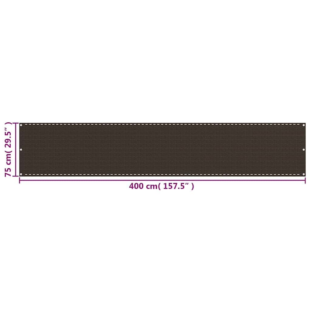 Balcony Screen Brown 75x400 cm HDPE