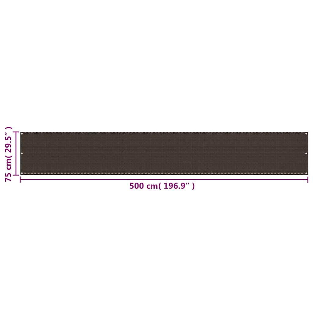 Balcony Screen Brown 75x500 cm HDPE