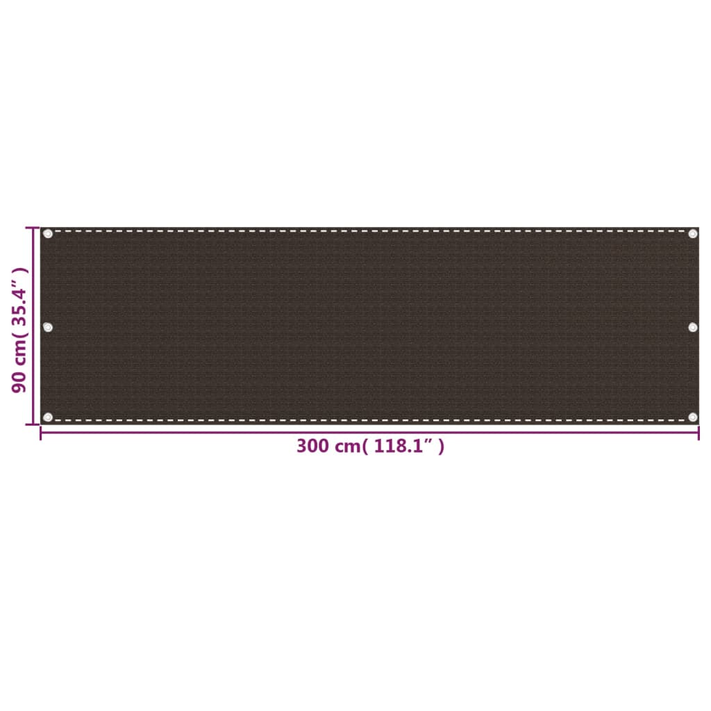 Balcony Screen Brown 90x300 cm HDPE