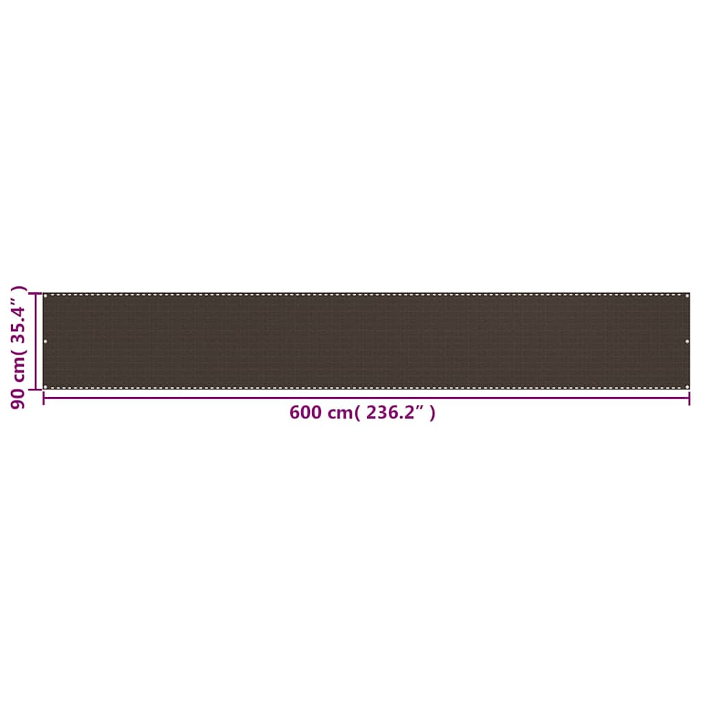 Balcony Screen Brown 90x600 cm HDPE