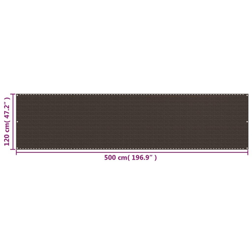 Balcony Screen Brown 120x500 cm HDPE