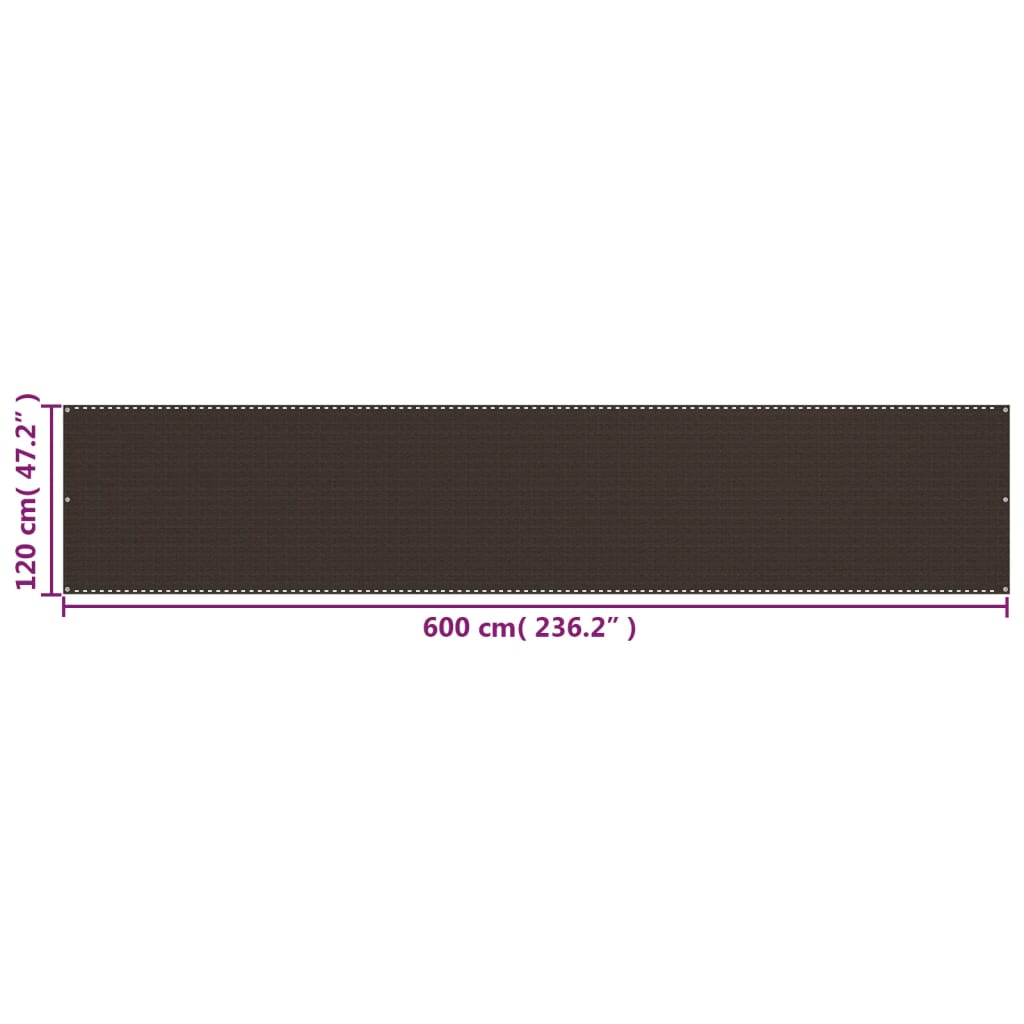 Balcony Screen Brown 120x600 cm HDPE