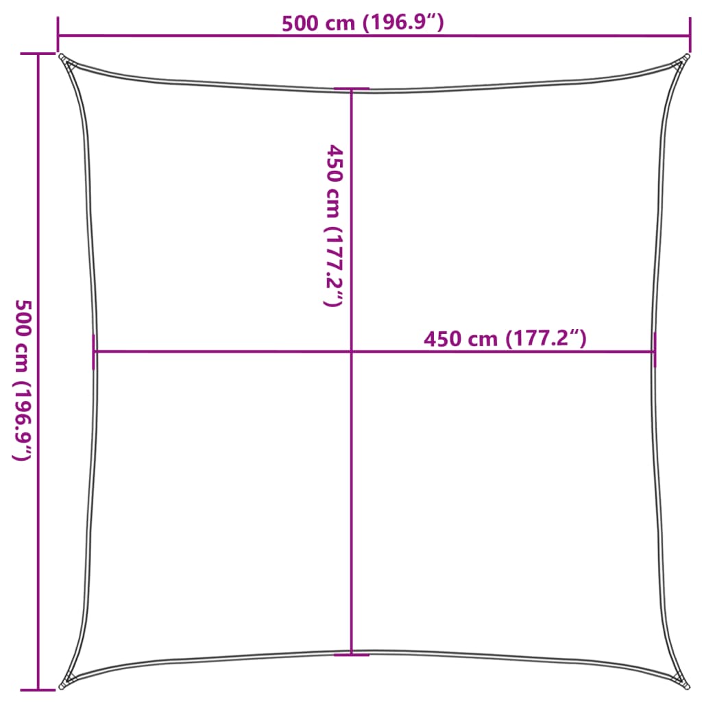 Sunshade Sail 160 g/m² Beige 5x5 m HDPE