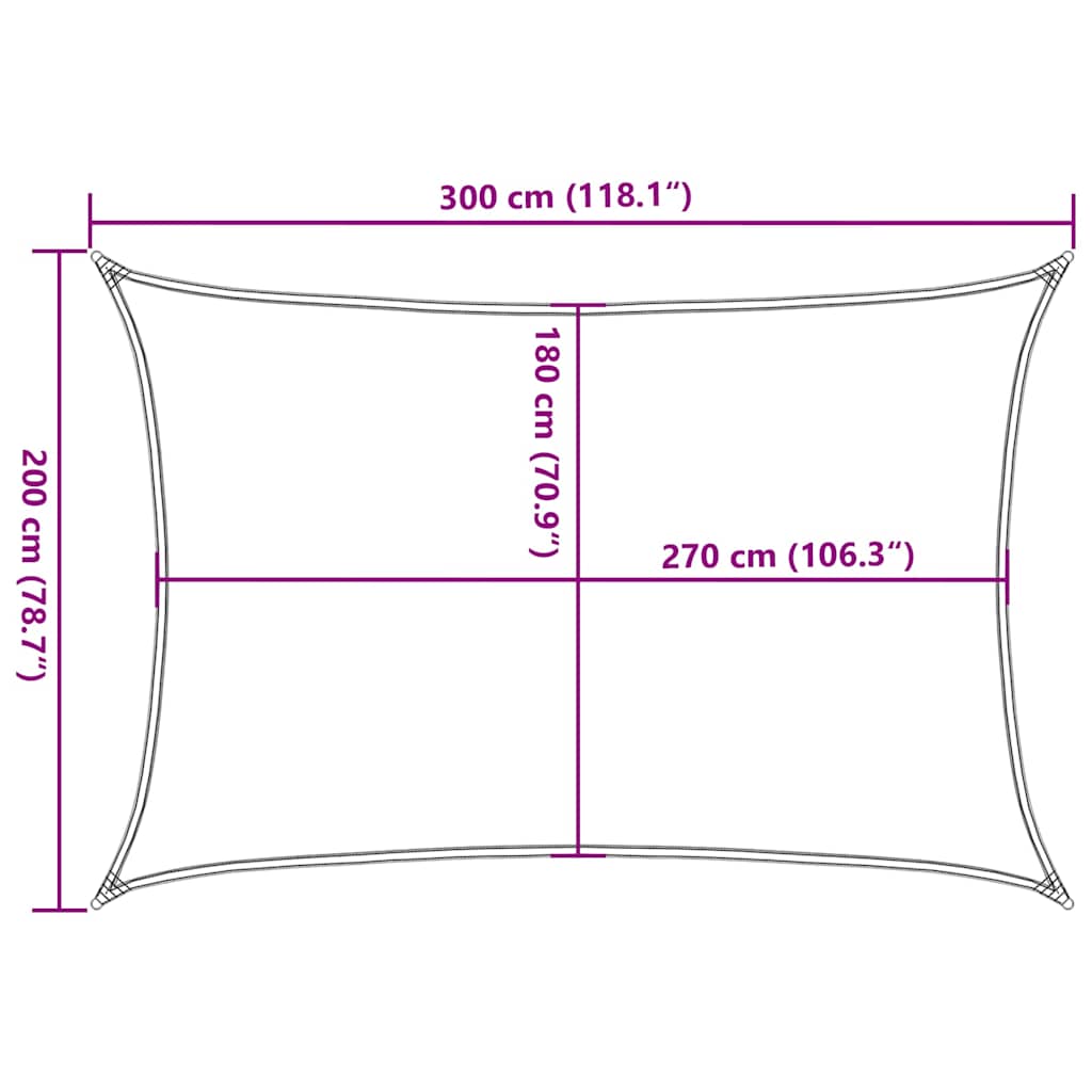 Sunshade Sail 160 g/m² Beige 2x3 m HDPE