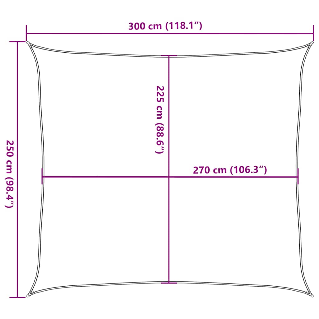 Sunshade Sail 160 g/m² Beige 2.5x3 m HDPE