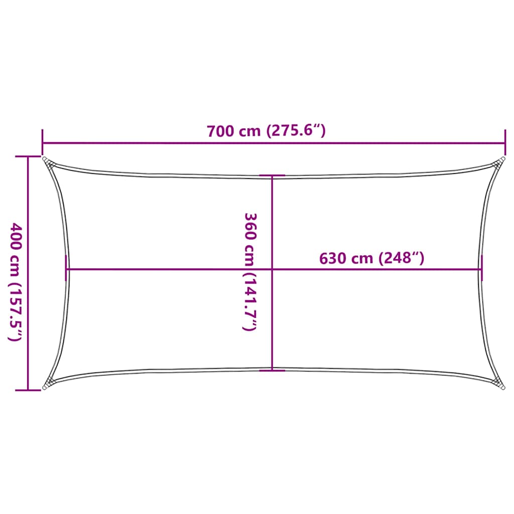 Sunshade Sail 160 g/m² Beige 4x7 m HDPE