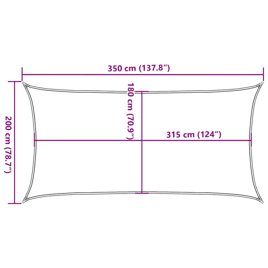 Sunshade Sail 160 g/m² White 2x3.5 m HDPE